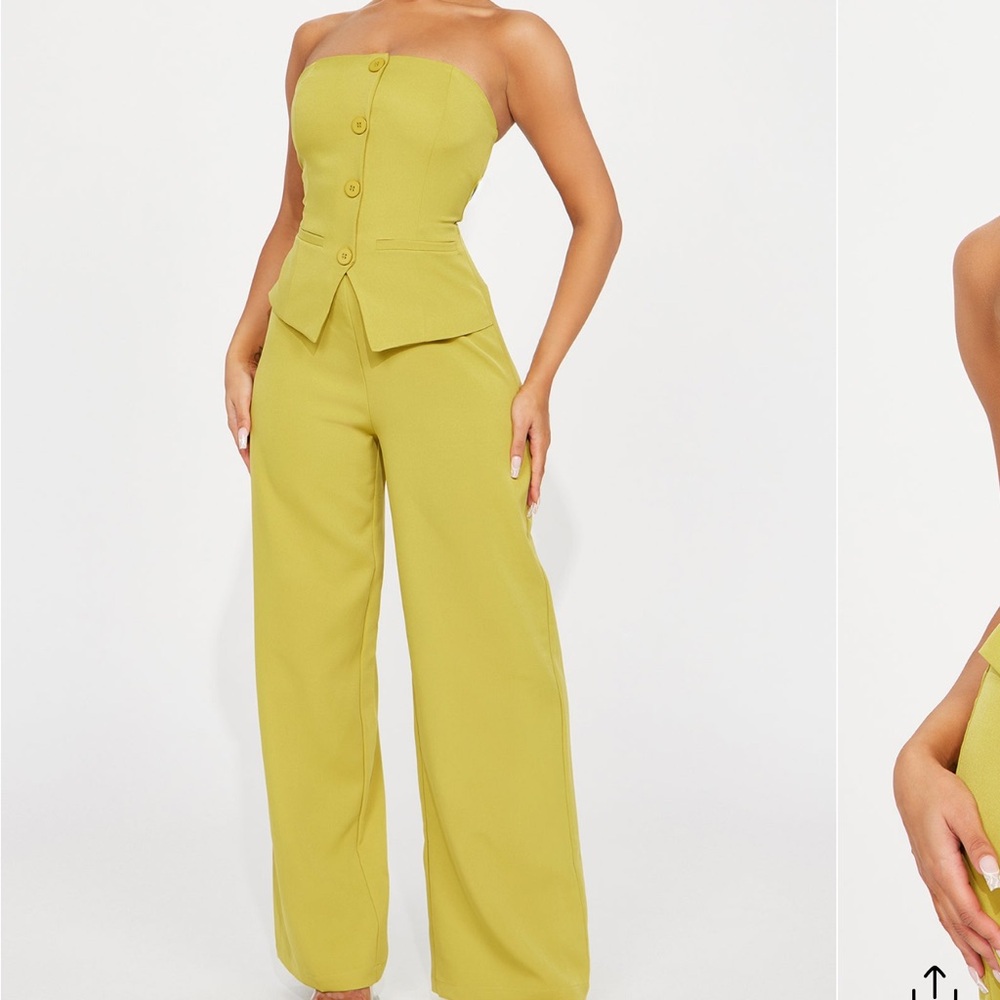 Bandeau chartreuse jumpsuit XS NWT
